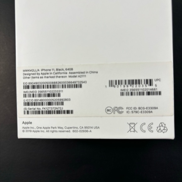 Apple iPhone 11 Box Black 64GB Model A2111 *Empty Box Only* - Picture 5 of 5